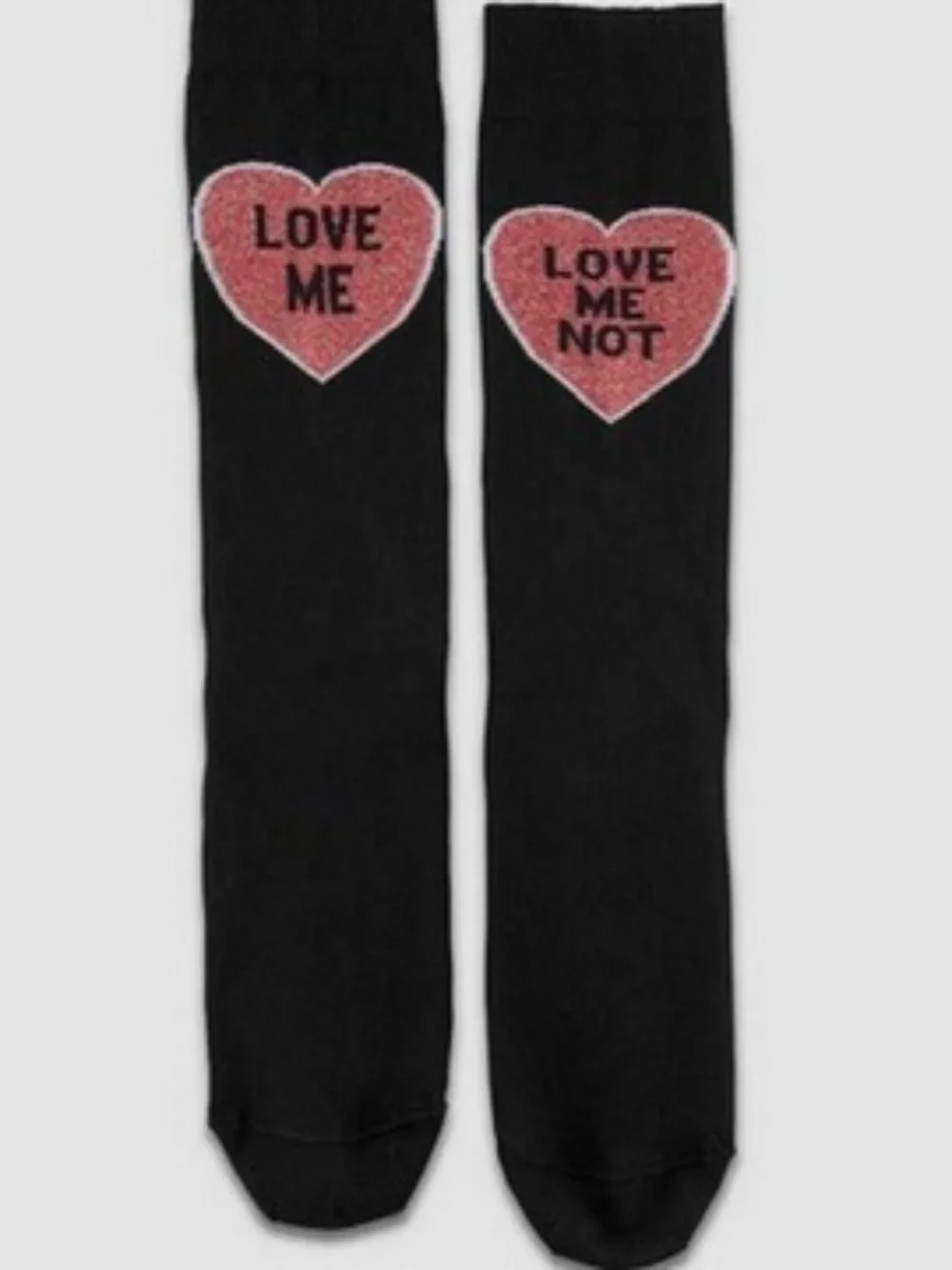 Dr. Martens Love Me Love Me Not Knee High Socks Black Pink Heart Rare
